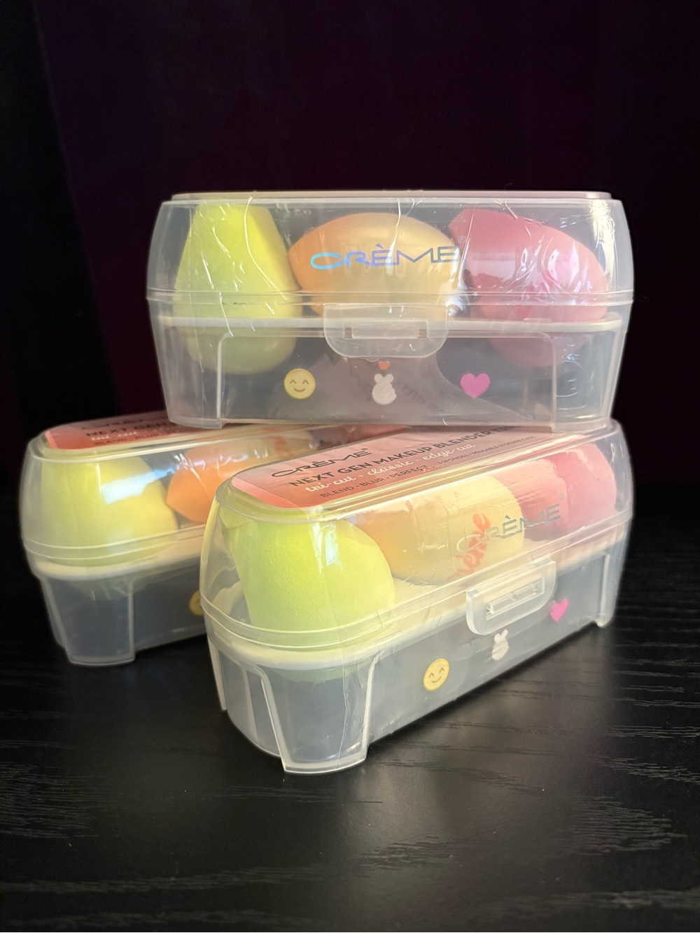 CREME Multicolor Makeup Sponge Trio - Pink, Yellow, Orange